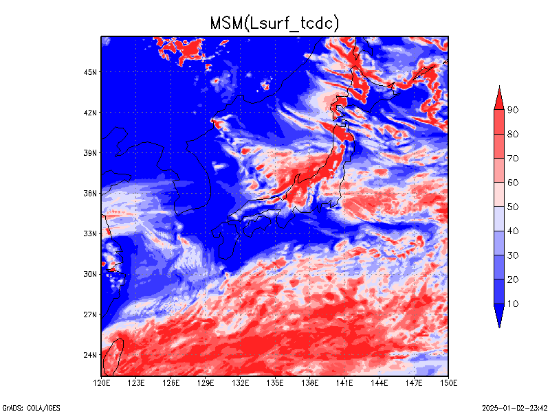 数値予報モデル MSM 地上全雲量 予想図