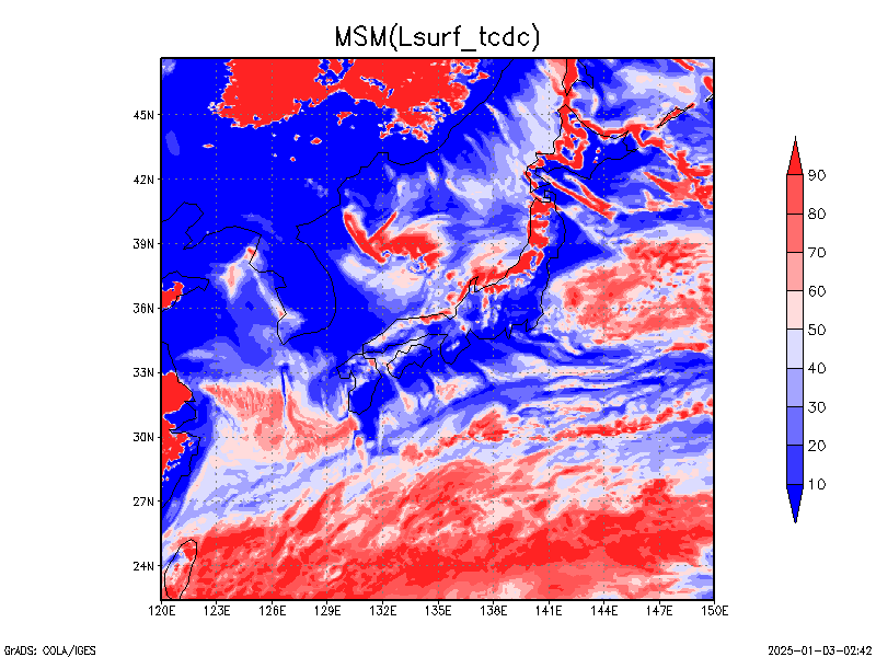 数値予報モデル MSM 地上全雲量 予想図