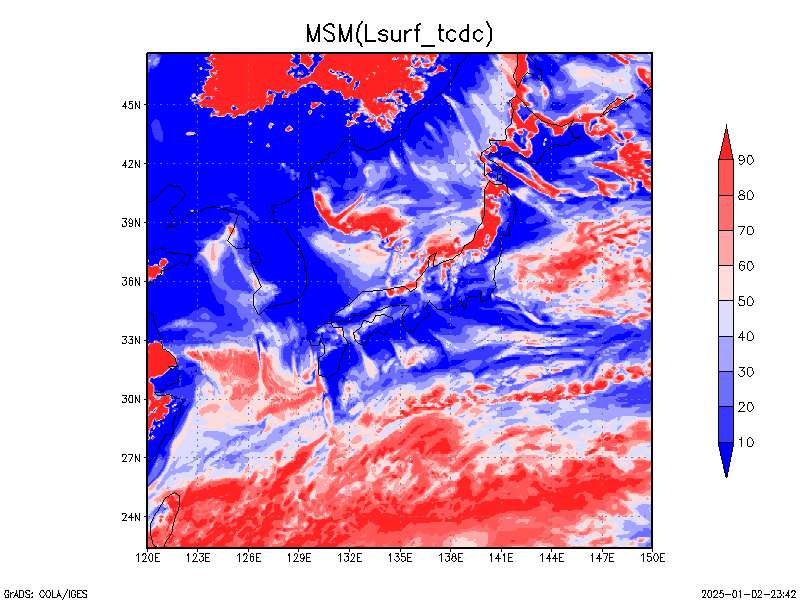 数値予報モデル MSM 地上全雲量 予想図