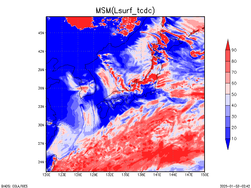 数値予報モデル MSM 地上全雲量 予想図