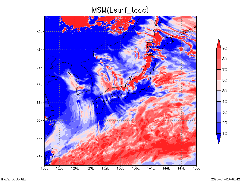 数値予報モデル MSM 地上全雲量 予想図