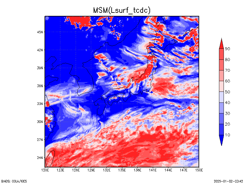 数値予報モデル MSM 地上全雲量 予想図