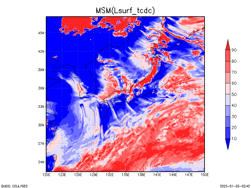 数値予報モデル MSM 地上全雲量 予想図