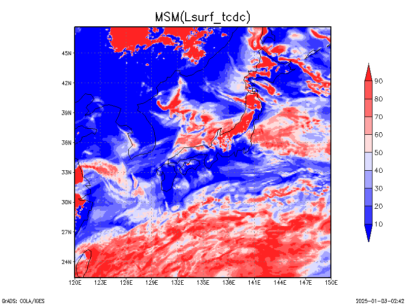 数値予報モデル MSM 地上全雲量 予想図