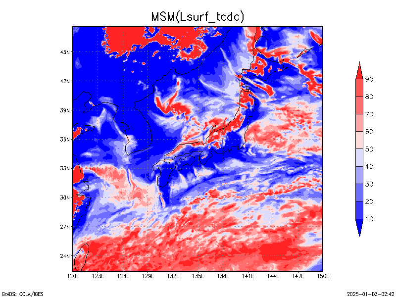 数値予報モデル MSM 地上全雲量 予想図