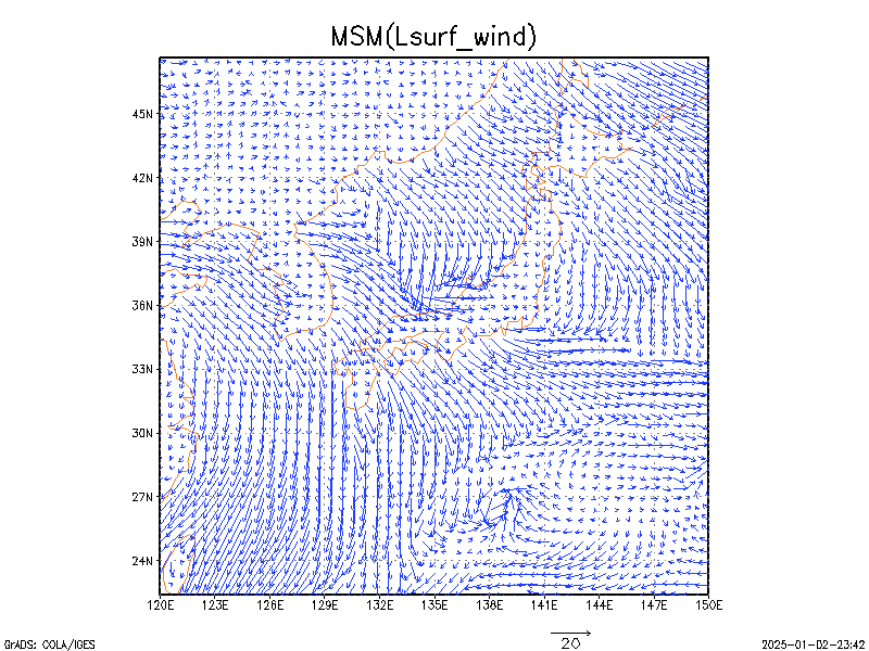 数値予報モデル MSM 地上風   予想図
