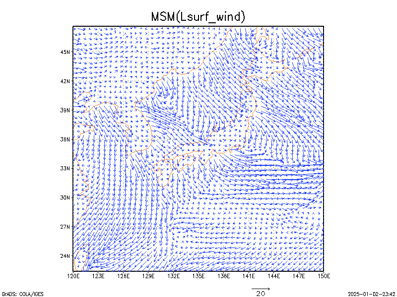 数値予報モデル MSM 地上風   予想図