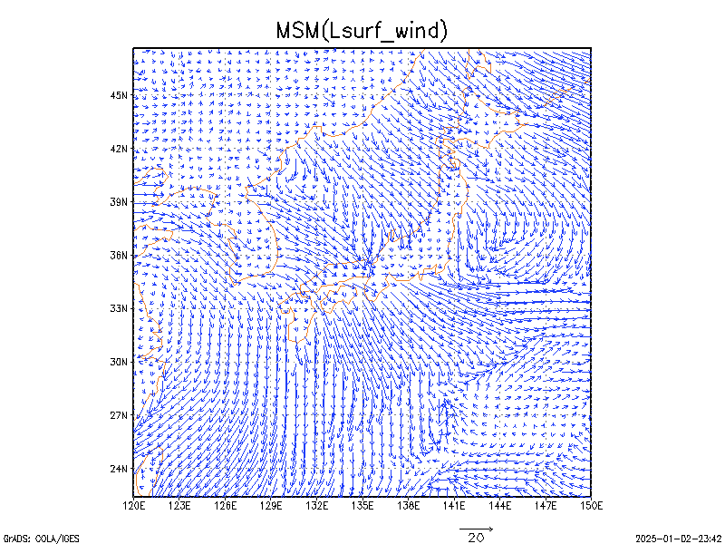 数値予報モデル MSM 地上風   予想図