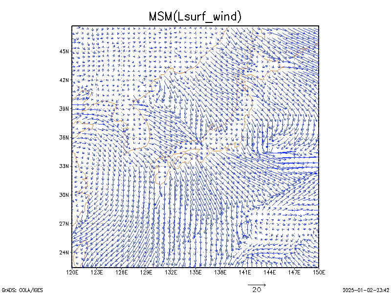 数値予報モデル MSM 地上風   予想図