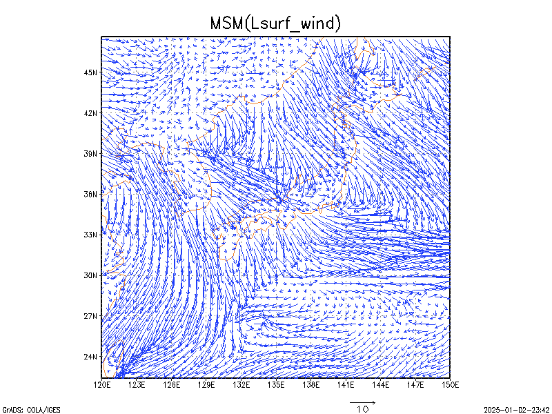数値予報モデル MSM 地上風   予想図