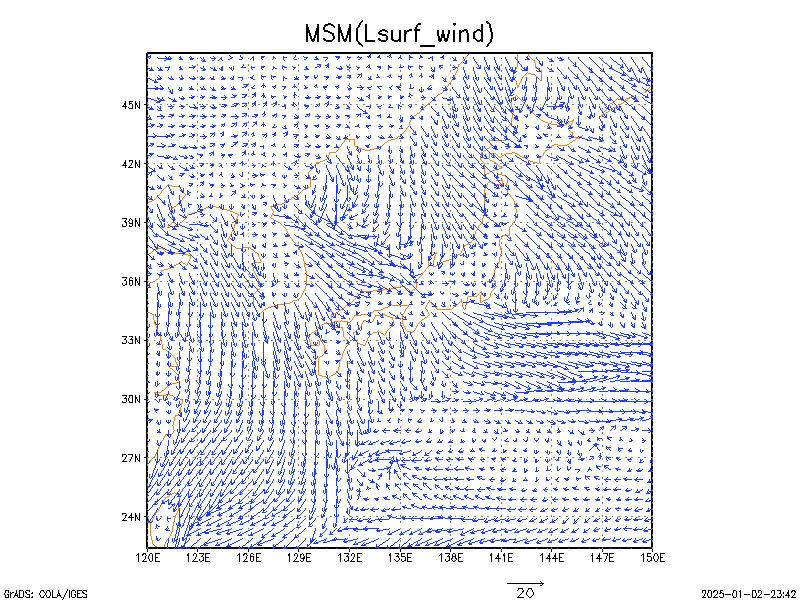 数値予報モデル MSM 地上風   予想図
