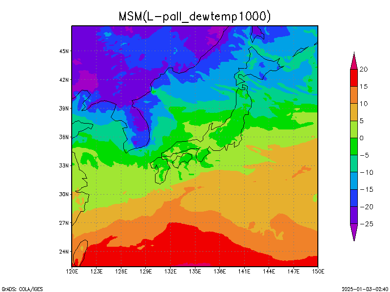 数値予報モデル MSM 露点 予想図