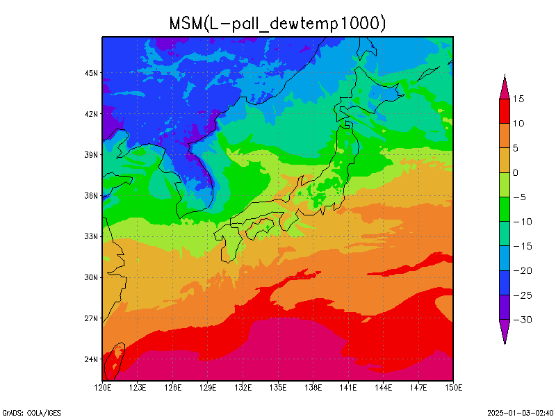 数値予報モデル MSM 露点   予想図