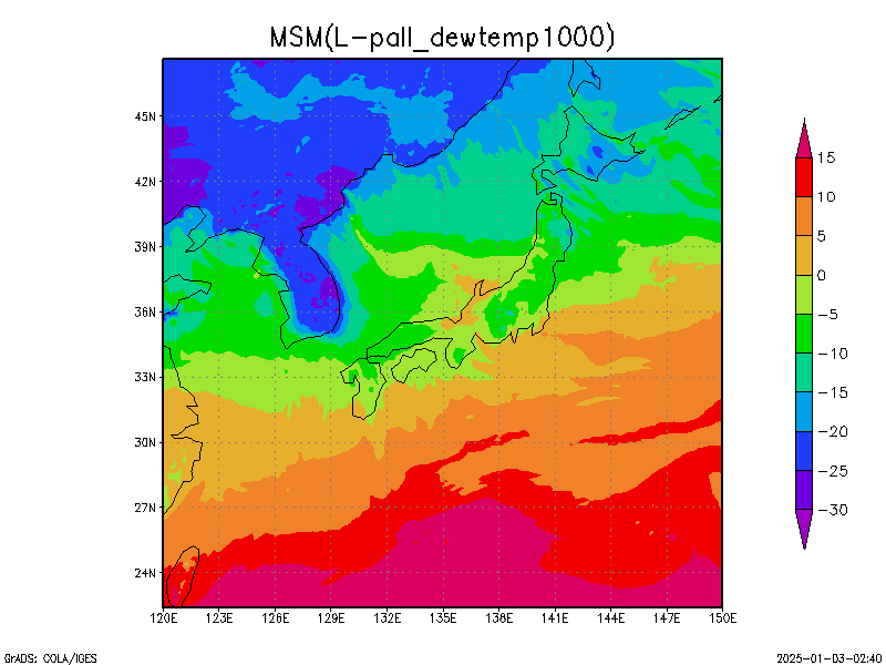 数値予報モデル MSM 露点   予想図