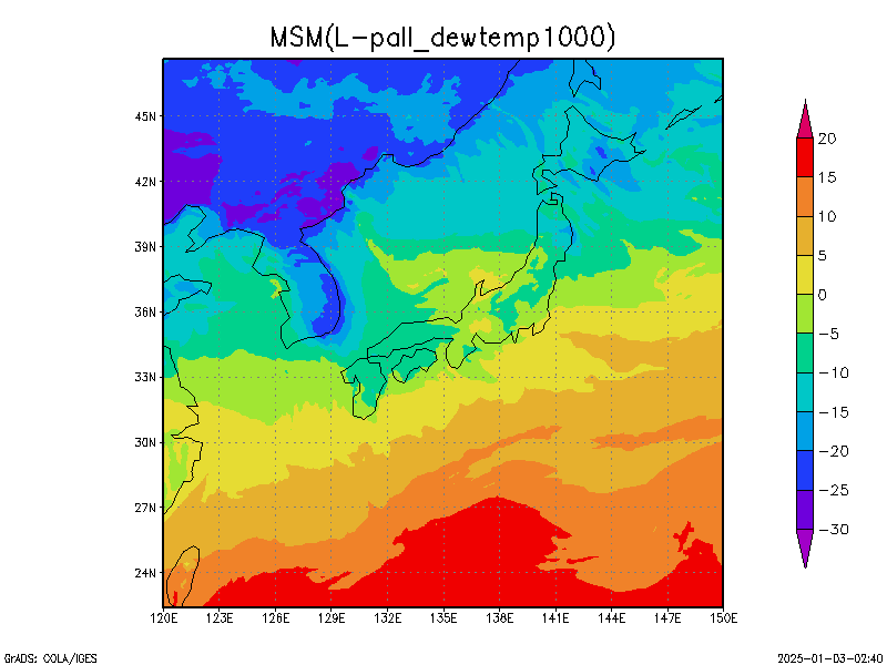 数値予報モデル MSM 露点   予想図