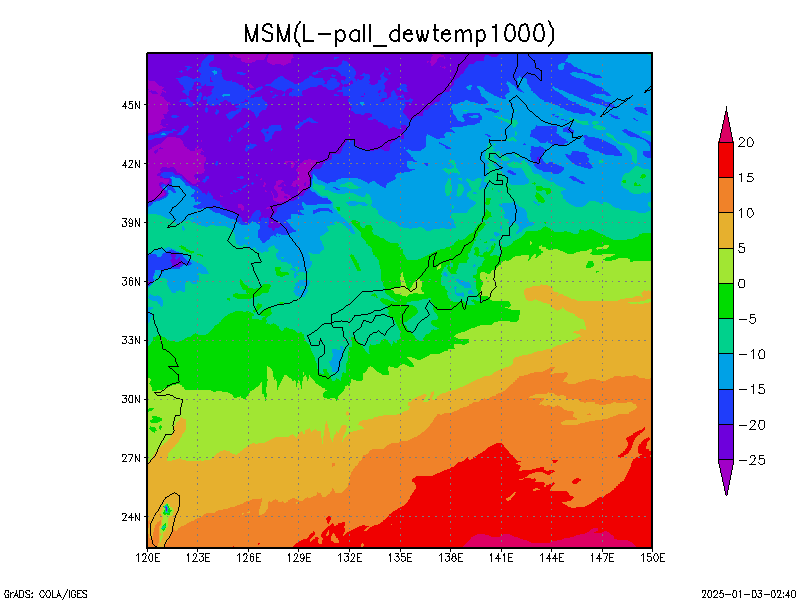 数値予報モデル MSM 露点   予想図