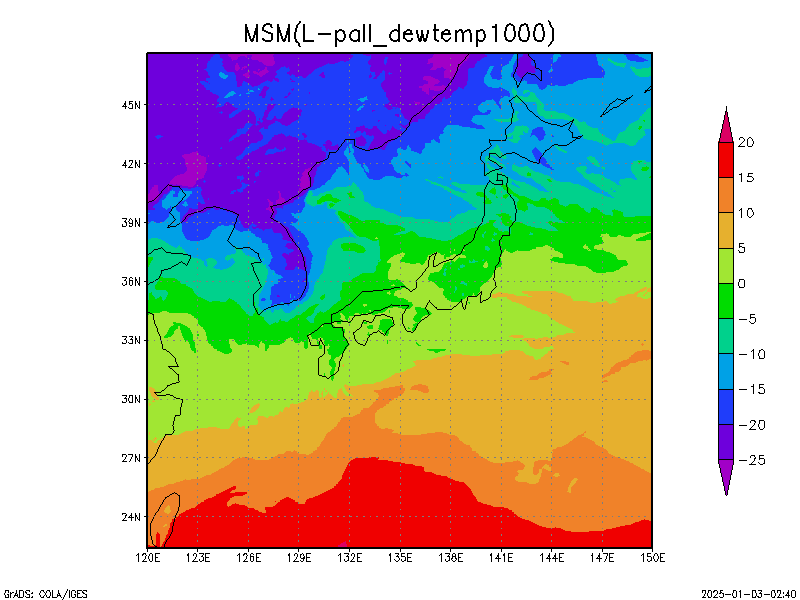 数値予報モデル MSM 露点   予想図