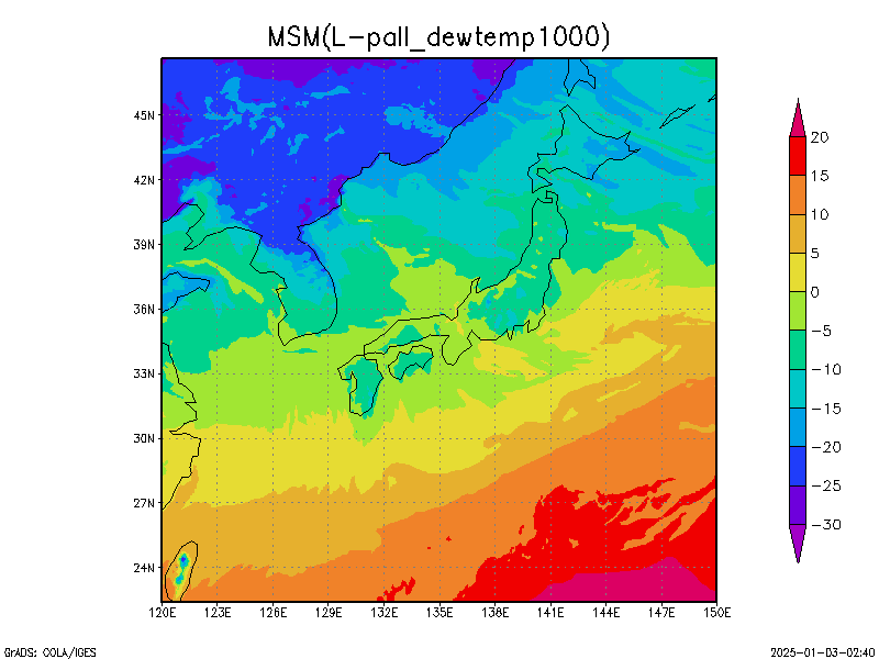 数値予報モデル MSM 露点   予想図