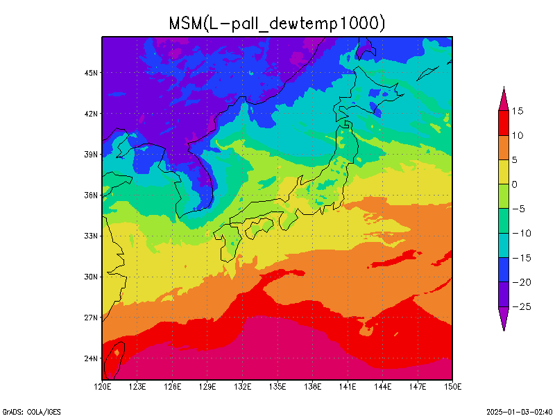 数値予報モデル MSM 露点   予想図