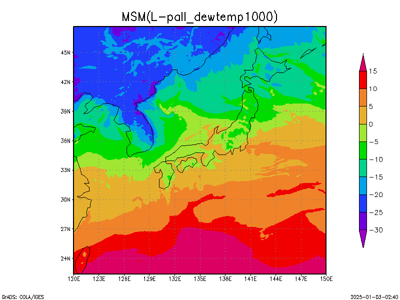 数値予報モデル MSM 露点   予想図