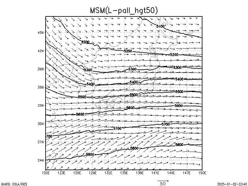 数値予報モデル MSM 500hPa 高度 予想図