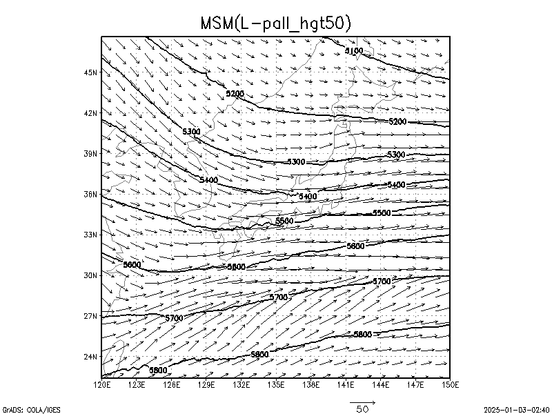 数値予報モデル MSM 500hPa 高度 予想図