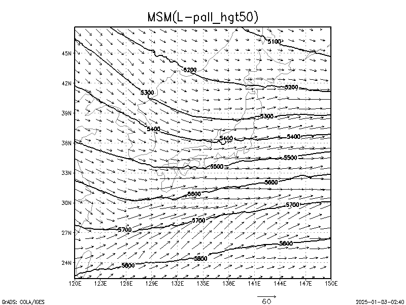 数値予報モデル MSM 500hPa 高度 予想図