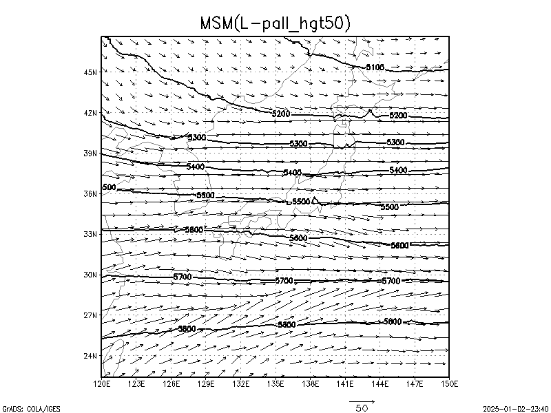 数値予報モデル MSM 500hPa 高度 予想図