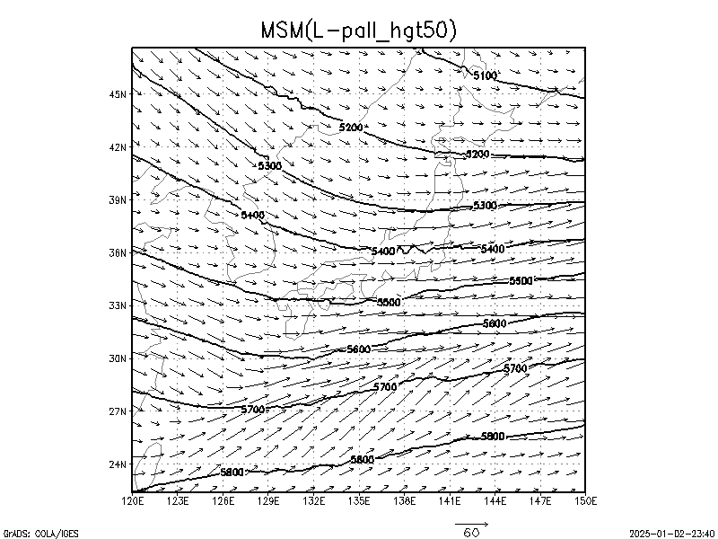 数値予報モデル MSM 500hPa 高度 予想図