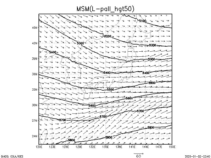 数値予報モデル MSM 500hPa 高度 予想図