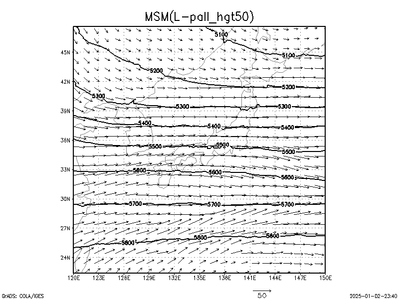 数値予報モデル MSM 500hPa 高度 予想図