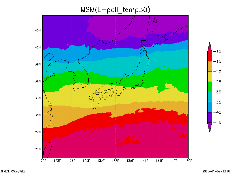 数値予報モデル MSM 500hPa 気温 予想図