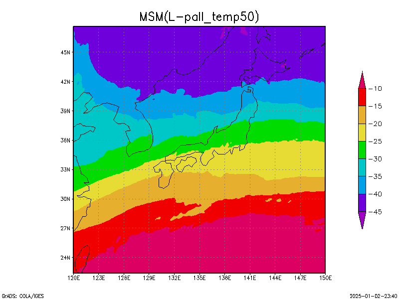 数値予報モデル MSM 500hPa 気温 予想図