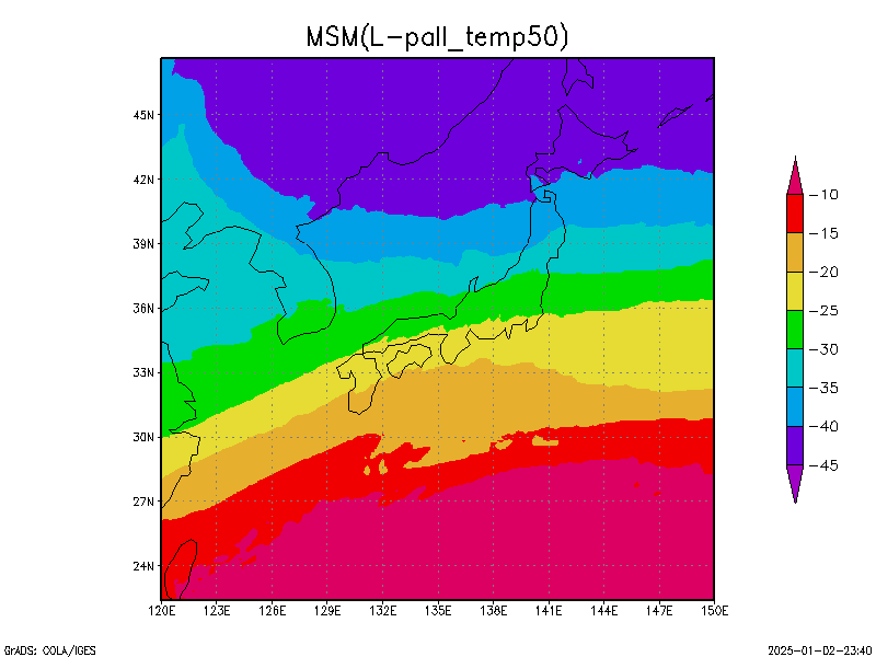 数値予報モデル MSM 500hPa 気温 予想図