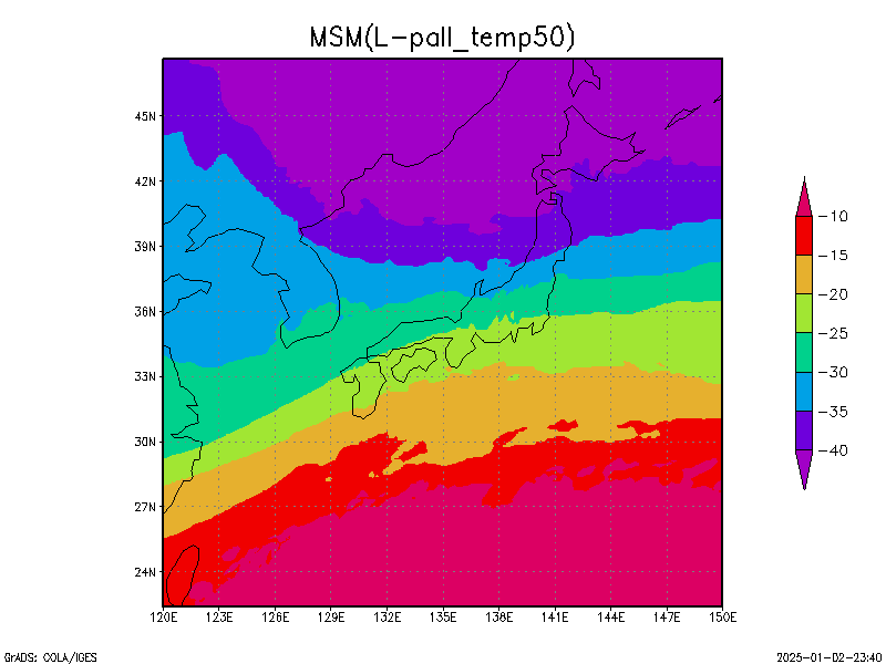 数値予報モデル MSM 500hPa 気温 予想図