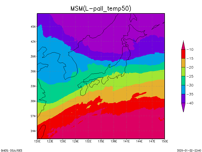 数値予報モデル MSM 500hPa 気温 予想図