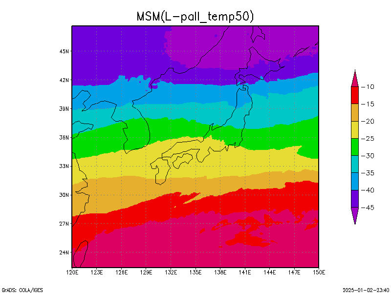 数値予報モデル MSM 500hPa 気温 予想図