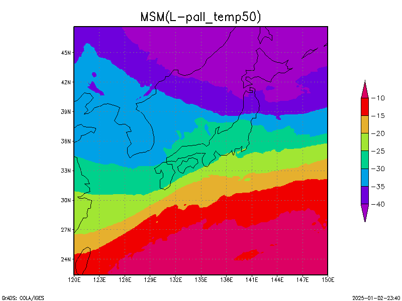 数値予報モデル MSM 500hPa 気温 予想図