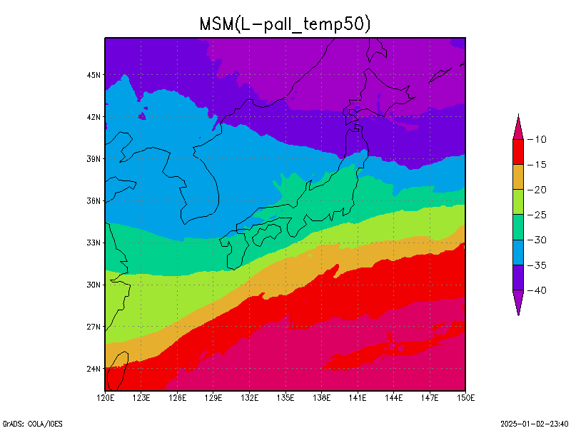 数値予報モデル MSM 500hPa 気温 予想図