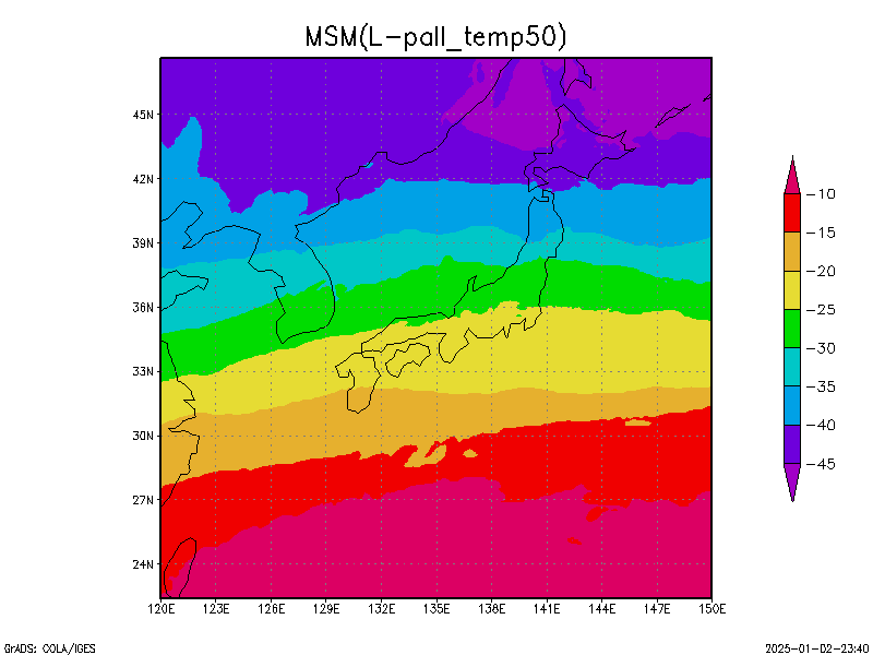 数値予報モデル MSM 500hPa 気温 予想図