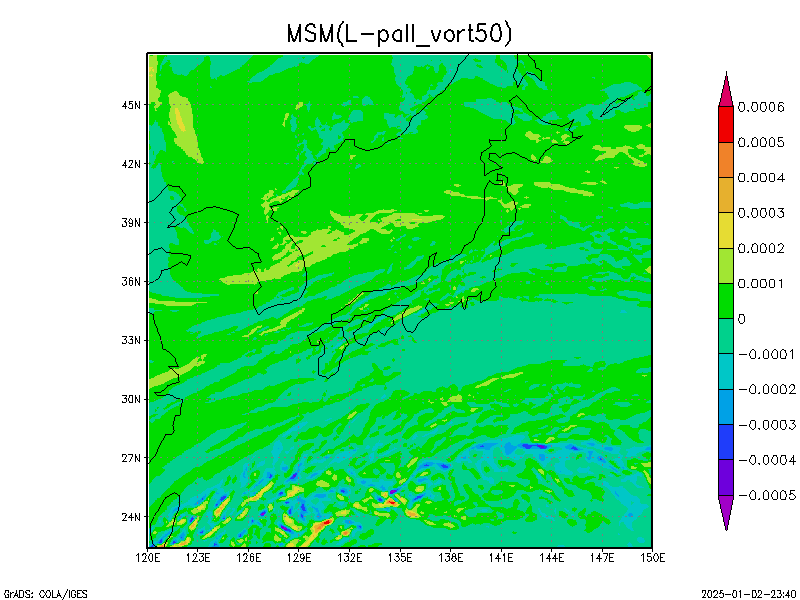 数値予報モデル MSM 渦度   予想図