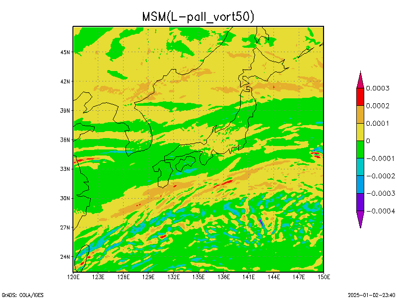 数値予報モデル MSM 渦度   予想図