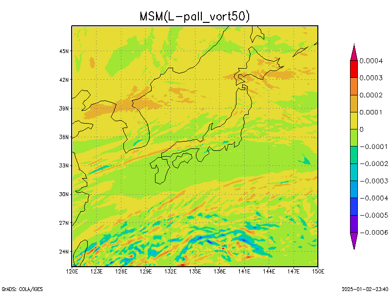 数値予報モデル MSM 渦度   予想図