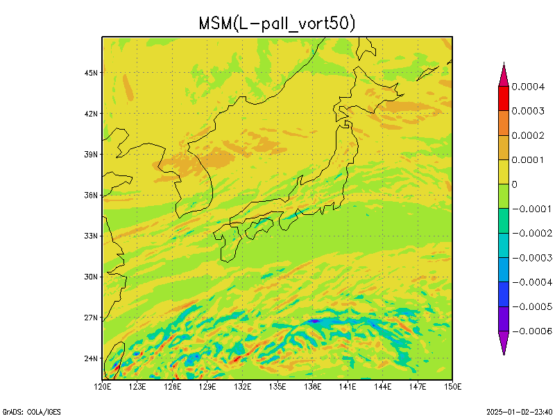 数値予報モデル MSM 渦度   予想図