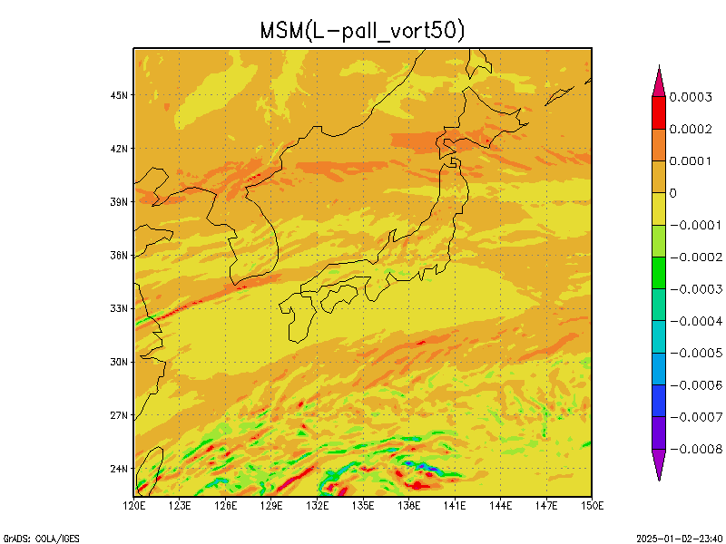 数値予報モデル MSM 渦度   予想図