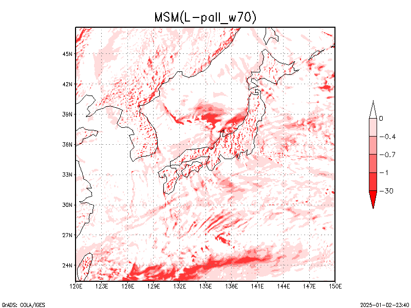 数値予報モデル MSM 700hPa 上昇流 予想図