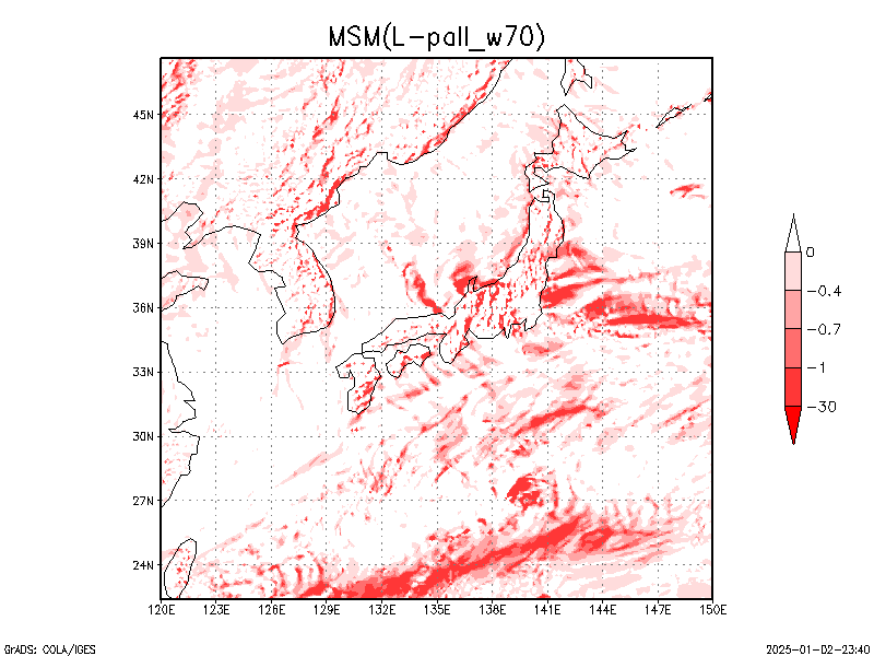 数値予報モデル MSM 700hPa 上昇流 予想図