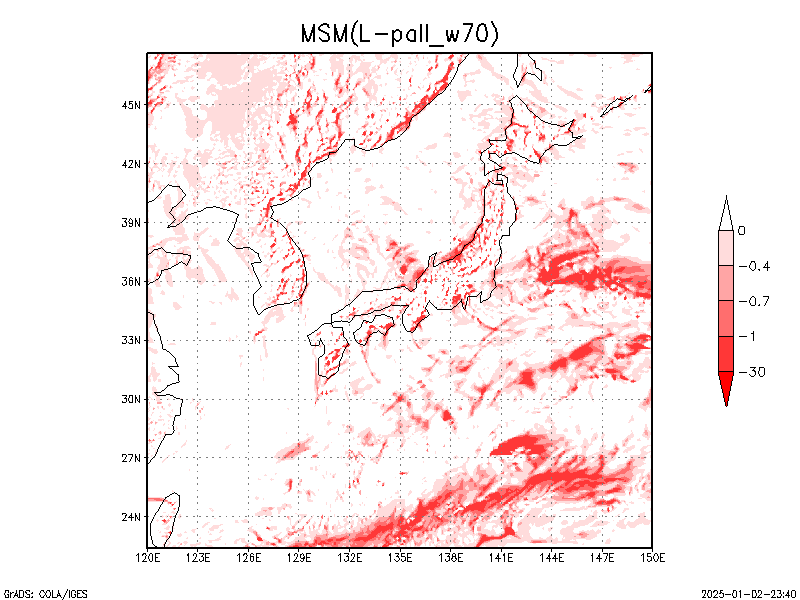 数値予報モデル MSM 700hPa 上昇流 予想図